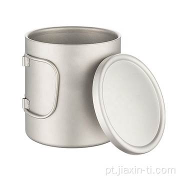 Copo de vidro duplo de titânio para caneca de café com tampa